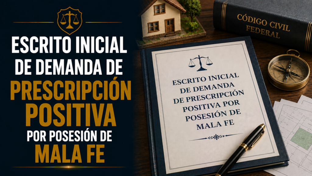 ESCRITO INICIAL DE DEMANDA DE PRESCRIPCIÓN POSITIVA POR POSESIÓN DE MALA FE