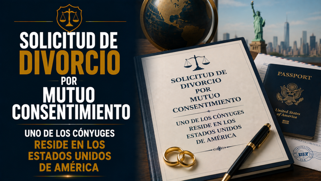 SOLICITUD DE DIVORCIO POR MUTUO CONSENTIMIENTO UNO DE LOS CÓNYUGES RESIDE EN LOS ESTADOS UNIDOS DE AMÉRICA