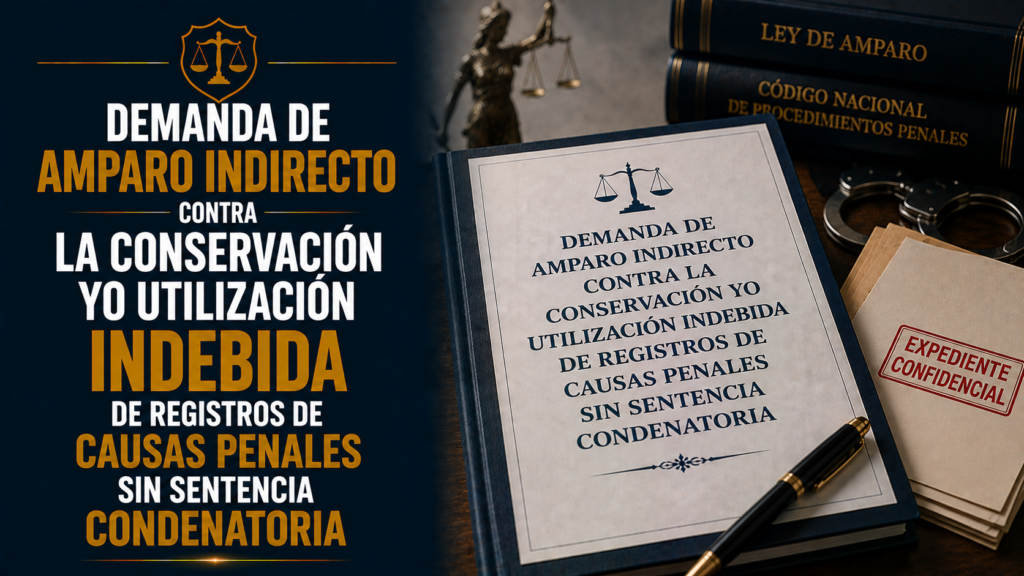 DEMANDA DE AMPARO INDIRECTO CONTRA LA CONSERVACIÓN YO UTILIZACIÓN INDEBIDA DE REGISTROS DE CAUSAS PENALES SIN SENTENCIA CONDENATORIA