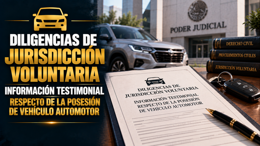 DILIGENCIAS DE JURISDICCIÓN VOLUNTARIA INFORMACIÓN TESTIMONIAL RESPECTO DE LA POSESIÓN DE VEHÍCULO AUTOMOTOR