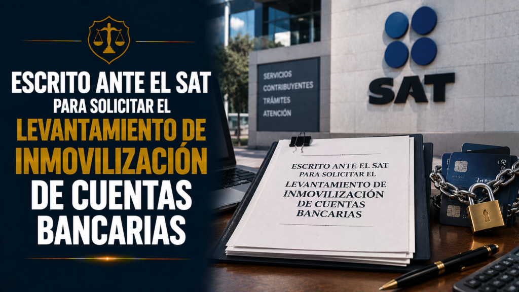 ESCRITO ANTE EL SAT PARA SOLICITAR EL LEVANTAMIENTO DE INMOVILIZACIÓN DE CUENTAS BANCARIAS