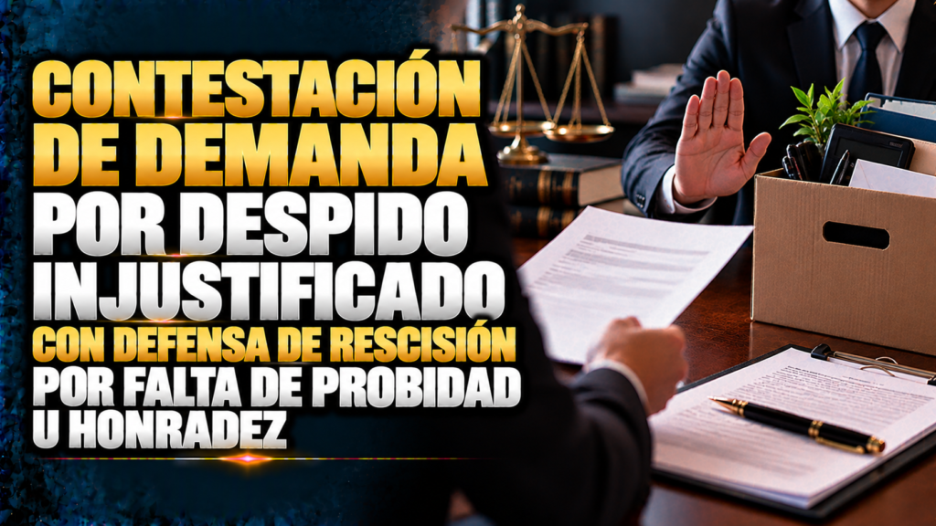 CONTESTACIÓN DE DEMANDA POR DESPIDO INJUSTIFICADO CON DEFENSA DE RESCISIÓN POR FALTA DE PROBIDAD U HONRADEZ